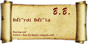 Bérdi Béla névjegykártya