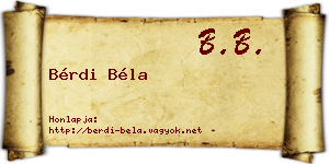 Bérdi Béla névjegykártya